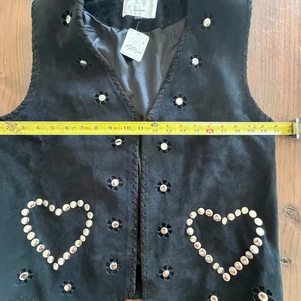 Free people Understated Leather Western Rachel Love Suede Vest nwt lg black